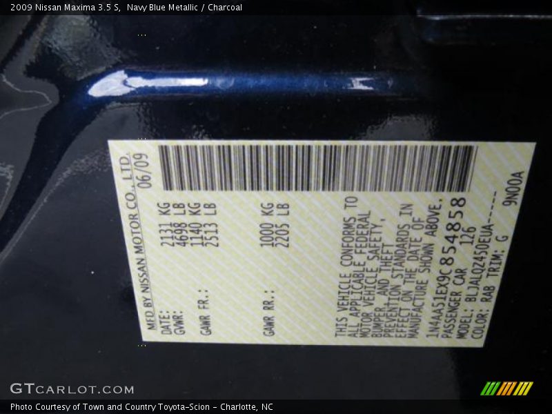 Navy Blue Metallic / Charcoal 2009 Nissan Maxima 3.5 S