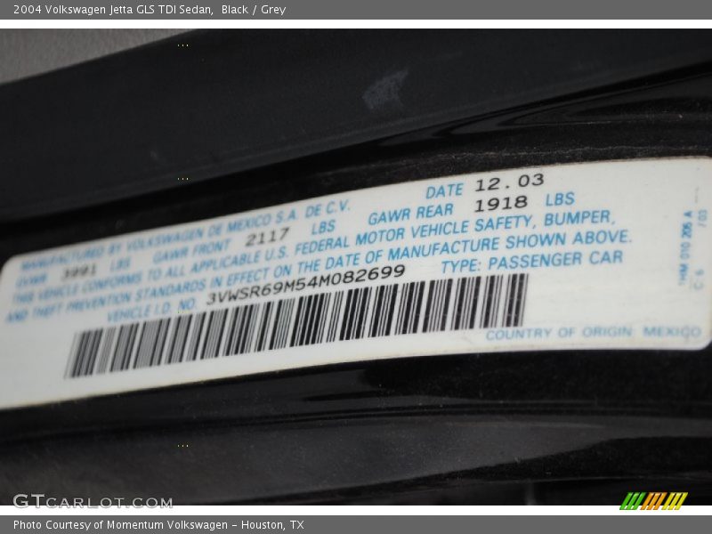 Black / Grey 2004 Volkswagen Jetta GLS TDI Sedan
