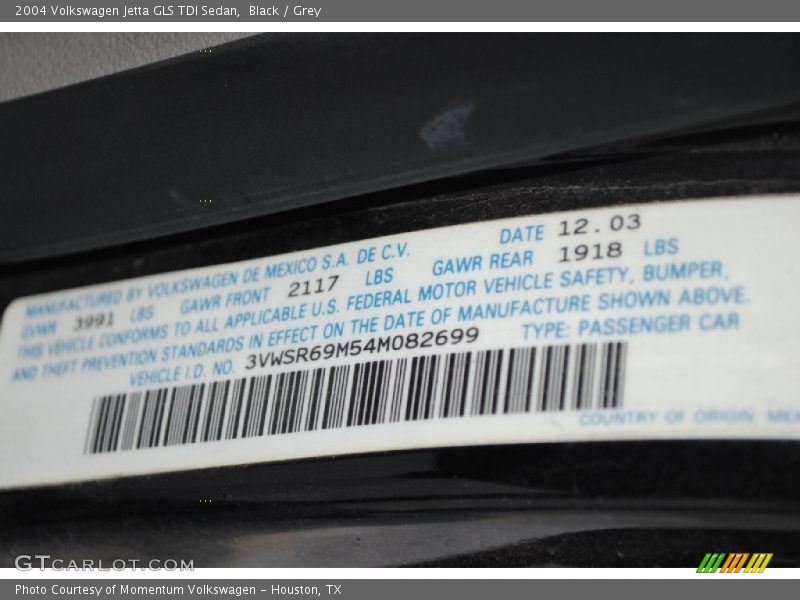 Black / Grey 2004 Volkswagen Jetta GLS TDI Sedan