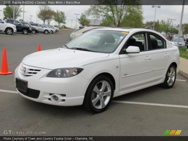 Rally White / Black/Blue 2005 Mazda MAZDA3 s Sedan