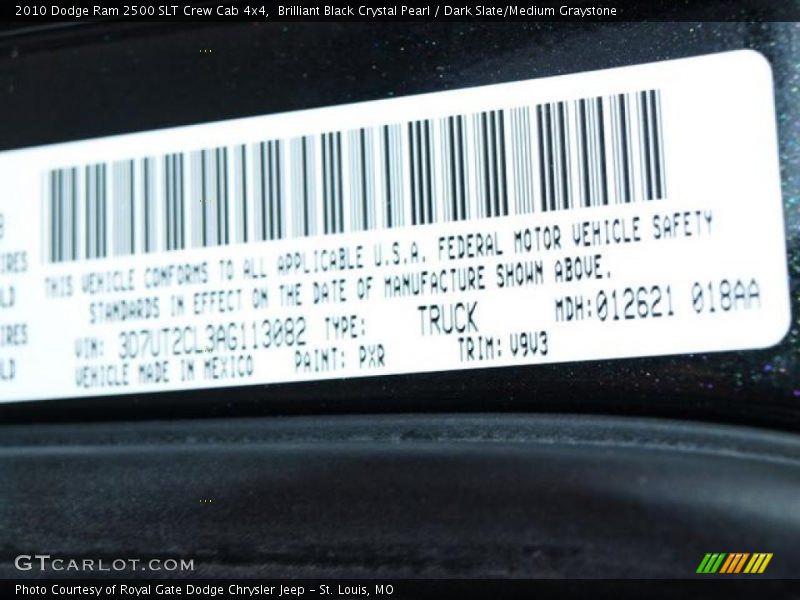 Brilliant Black Crystal Pearl / Dark Slate/Medium Graystone 2010 Dodge Ram 2500 SLT Crew Cab 4x4