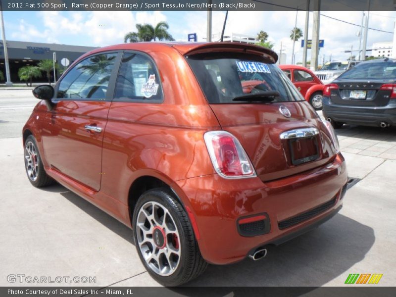 Rame (Copper Orange) / Sport Tessuto Nero/Nero (Black/Black) 2012 Fiat 500 Sport