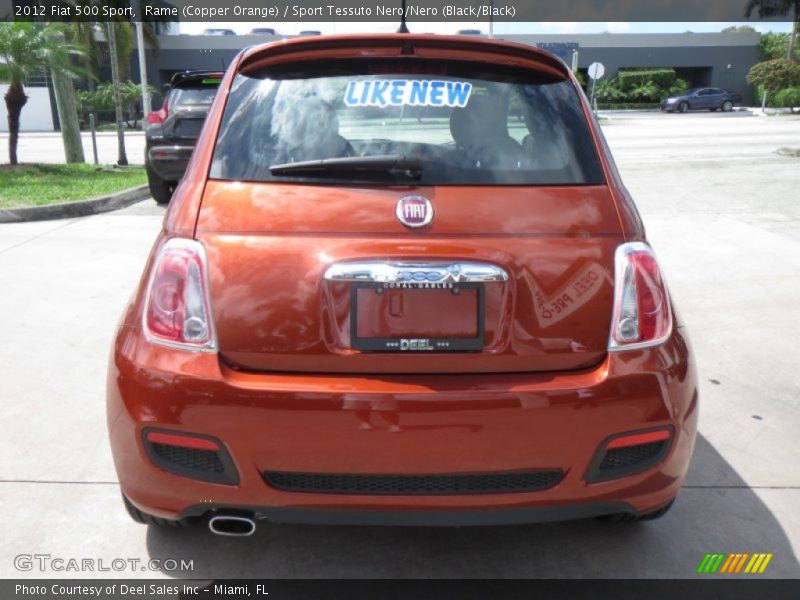 Rame (Copper Orange) / Sport Tessuto Nero/Nero (Black/Black) 2012 Fiat 500 Sport