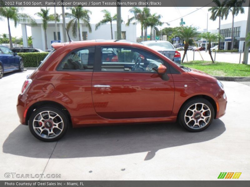 Rame (Copper Orange) / Sport Tessuto Nero/Nero (Black/Black) 2012 Fiat 500 Sport