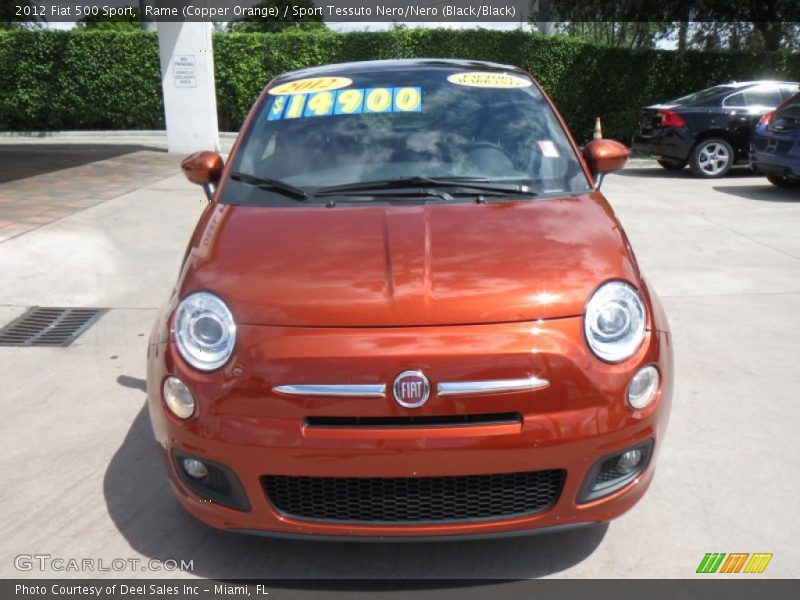 Rame (Copper Orange) / Sport Tessuto Nero/Nero (Black/Black) 2012 Fiat 500 Sport