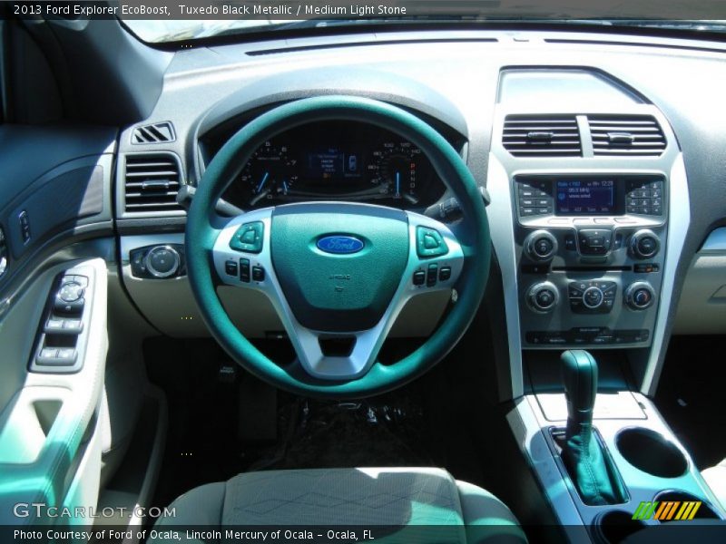 Tuxedo Black Metallic / Medium Light Stone 2013 Ford Explorer EcoBoost