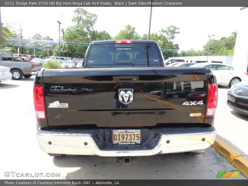 Black / Dark Slate/Medium Graystone 2012 Dodge Ram 3500 HD Big Horn Mega Cab 4x4 Dually