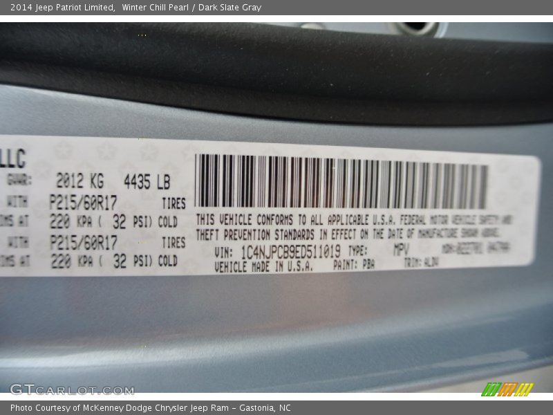 2014 Patriot Limited Winter Chill Pearl Color Code PBA