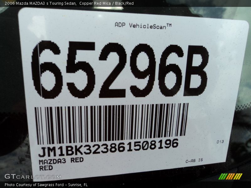 Copper Red Mica / Black/Red 2006 Mazda MAZDA3 s Touring Sedan