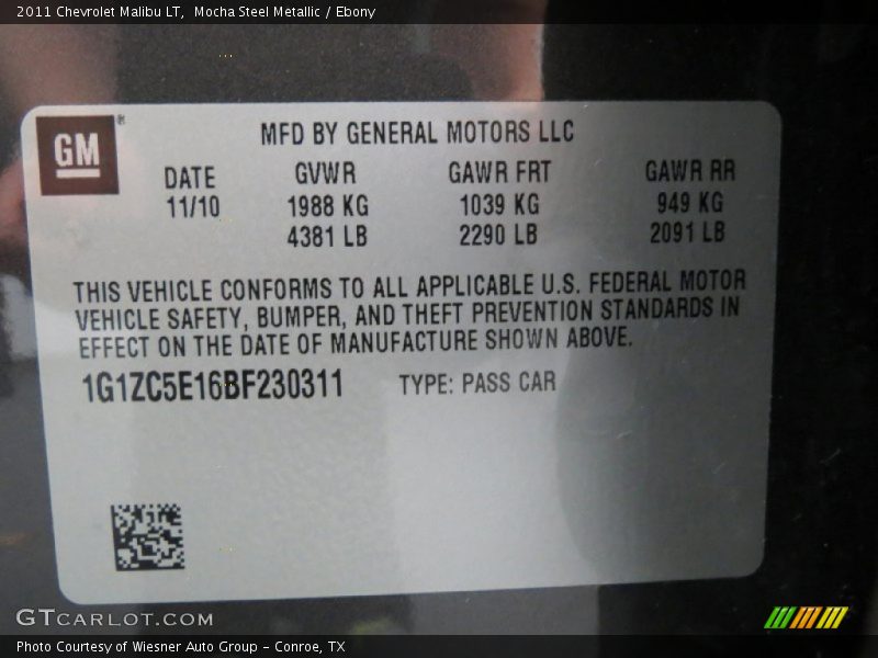 Mocha Steel Metallic / Ebony 2011 Chevrolet Malibu LT