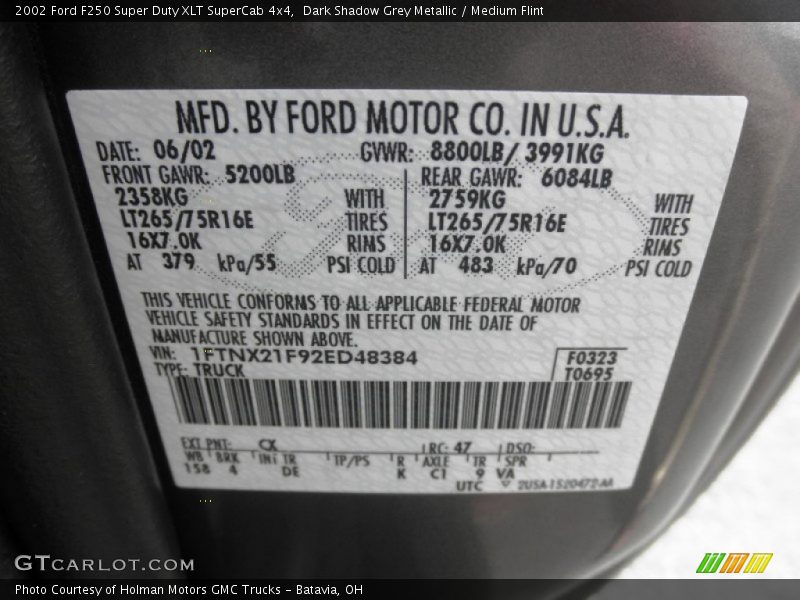 Dark Shadow Grey Metallic / Medium Flint 2002 Ford F250 Super Duty XLT SuperCab 4x4