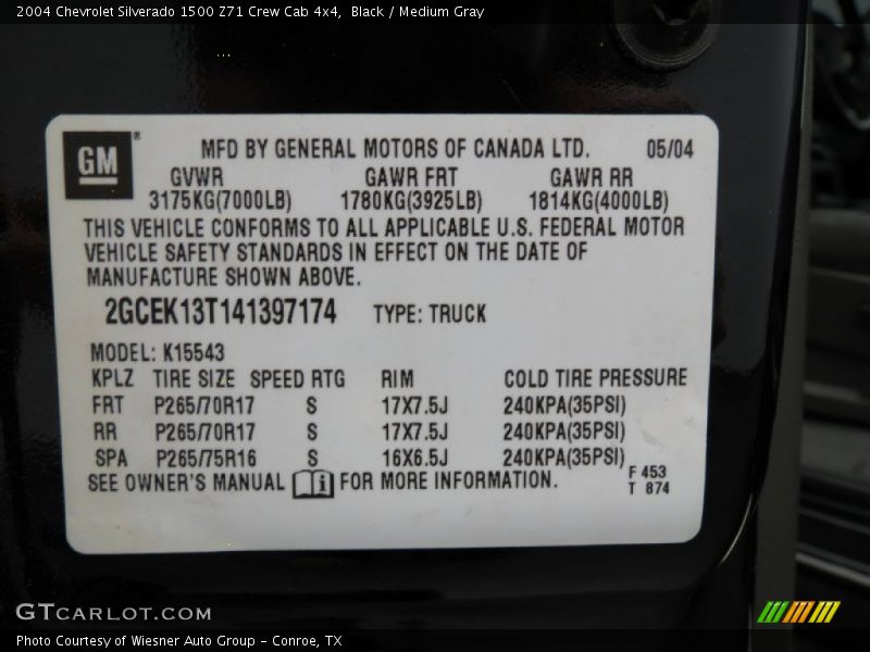Black / Medium Gray 2004 Chevrolet Silverado 1500 Z71 Crew Cab 4x4