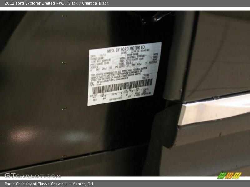 Black / Charcoal Black 2012 Ford Explorer Limited 4WD