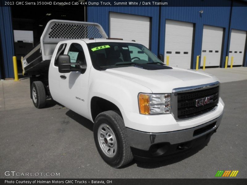 Summit White / Dark Titanium 2013 GMC Sierra 3500HD Extended Cab 4x4 Dump Truck