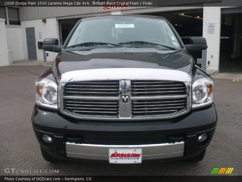 Brilliant Black Crystal Pearl / Khaki 2008 Dodge Ram 1500 Laramie Mega Cab 4x4