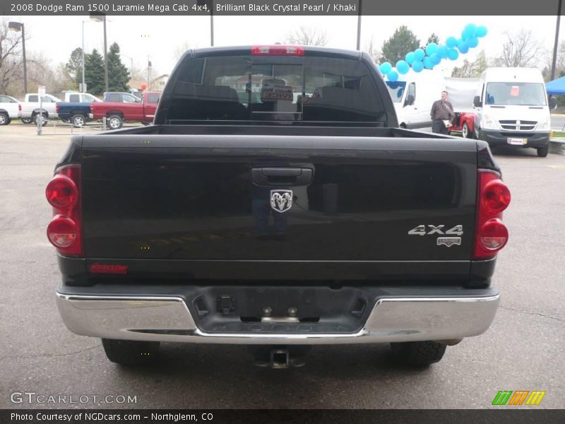 Brilliant Black Crystal Pearl / Khaki 2008 Dodge Ram 1500 Laramie Mega Cab 4x4