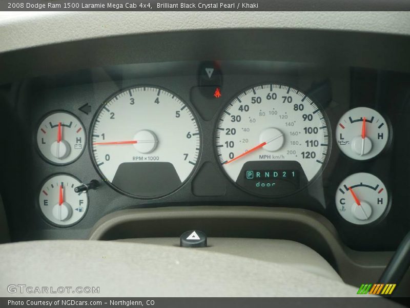 Brilliant Black Crystal Pearl / Khaki 2008 Dodge Ram 1500 Laramie Mega Cab 4x4