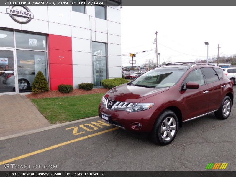 Merlot Red Metallic / Beige 2010 Nissan Murano SL AWD