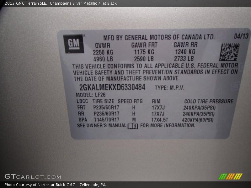 Champagne Silver Metallic / Jet Black 2013 GMC Terrain SLE