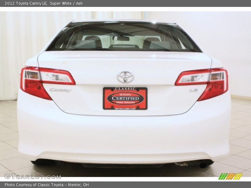 Super White / Ash 2012 Toyota Camry LE