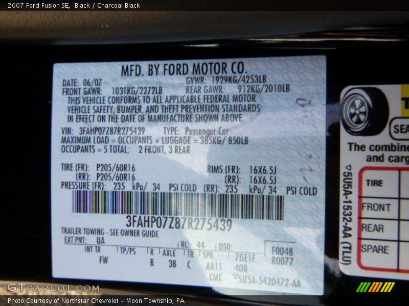 Black / Charcoal Black 2007 Ford Fusion SE