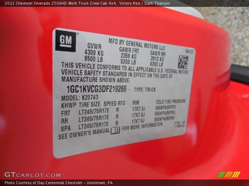 Victory Red / Dark Titanium 2013 Chevrolet Silverado 2500HD Work Truck Crew Cab 4x4