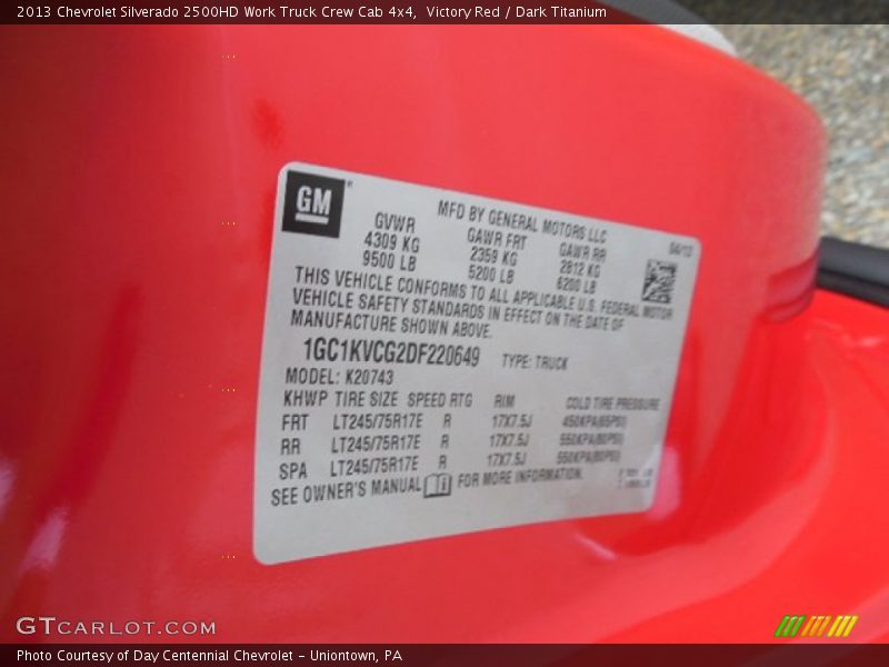 Victory Red / Dark Titanium 2013 Chevrolet Silverado 2500HD Work Truck Crew Cab 4x4
