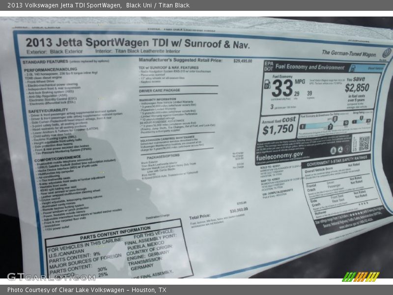 Black Uni / Titan Black 2013 Volkswagen Jetta TDI SportWagen