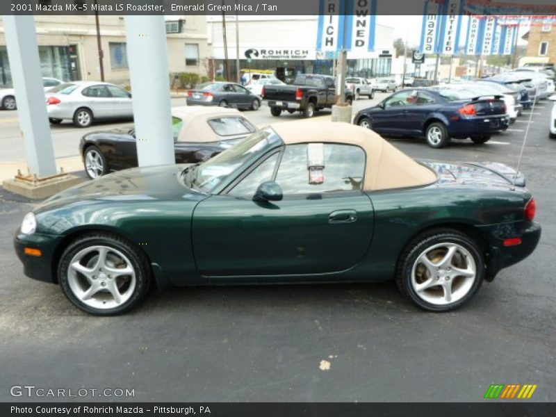 Emerald Green Mica / Tan 2001 Mazda MX-5 Miata LS Roadster