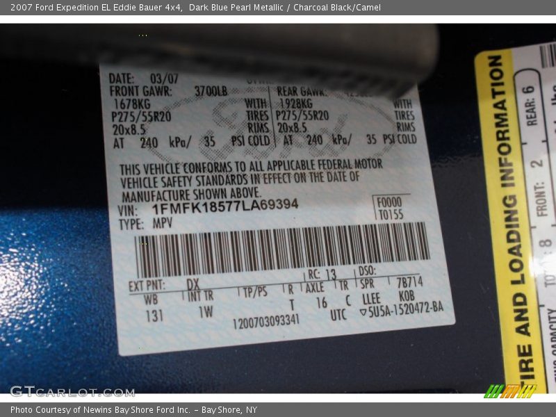 Dark Blue Pearl Metallic / Charcoal Black/Camel 2007 Ford Expedition EL Eddie Bauer 4x4