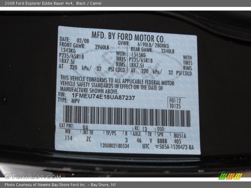 Black / Camel 2008 Ford Explorer Eddie Bauer 4x4