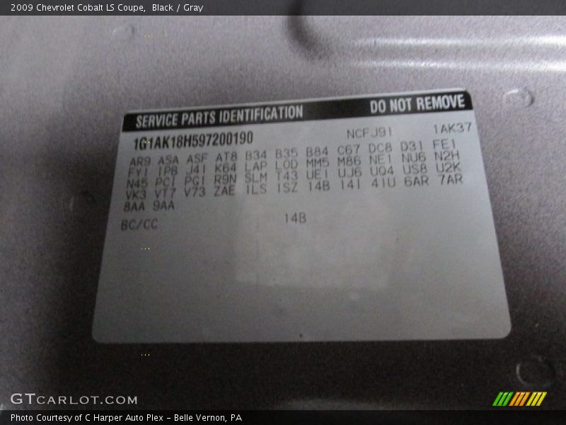 Black / Gray 2009 Chevrolet Cobalt LS Coupe