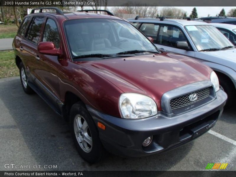 Merlot Red / Gray 2003 Hyundai Santa Fe GLS 4WD