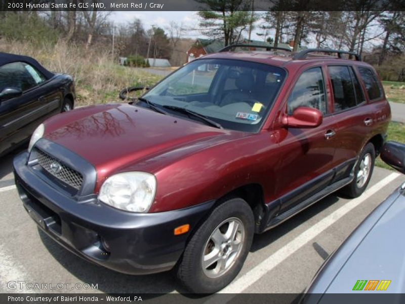 Merlot Red / Gray 2003 Hyundai Santa Fe GLS 4WD