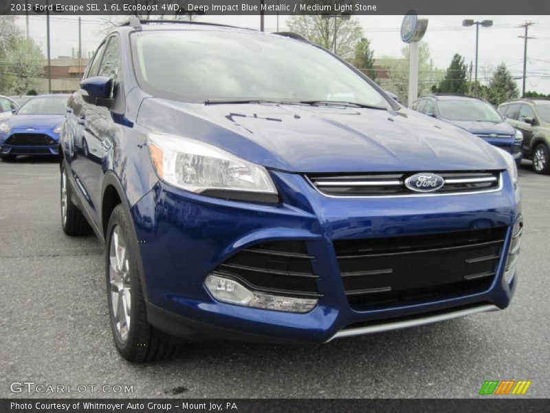 Deep Impact Blue Metallic / Medium Light Stone 2013 Ford Escape SEL 1.6L EcoBoost 4WD