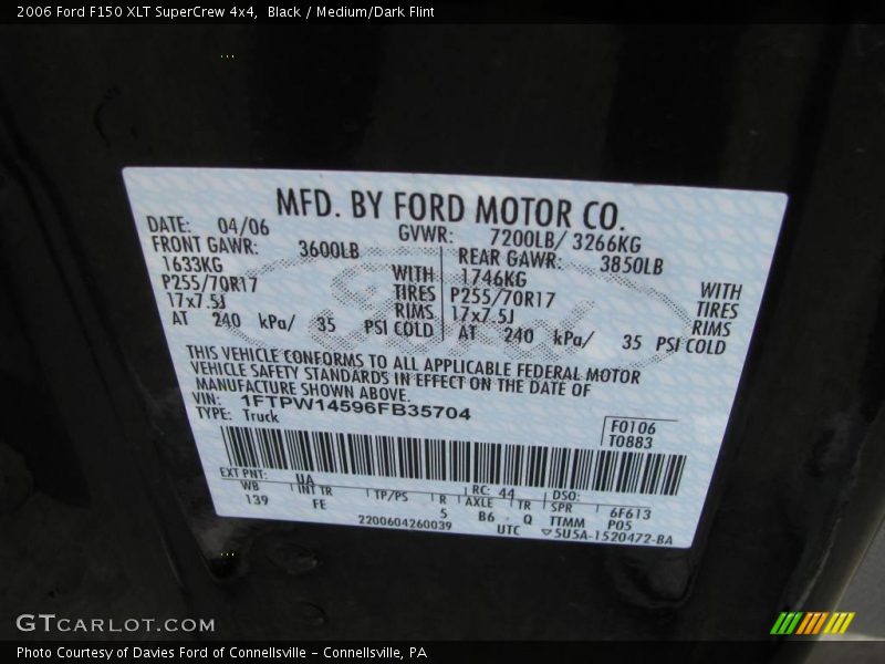 Black / Medium/Dark Flint 2006 Ford F150 XLT SuperCrew 4x4