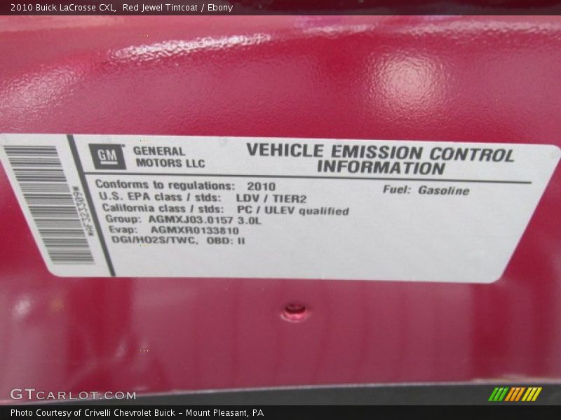 Red Jewel Tintcoat / Ebony 2010 Buick LaCrosse CXL
