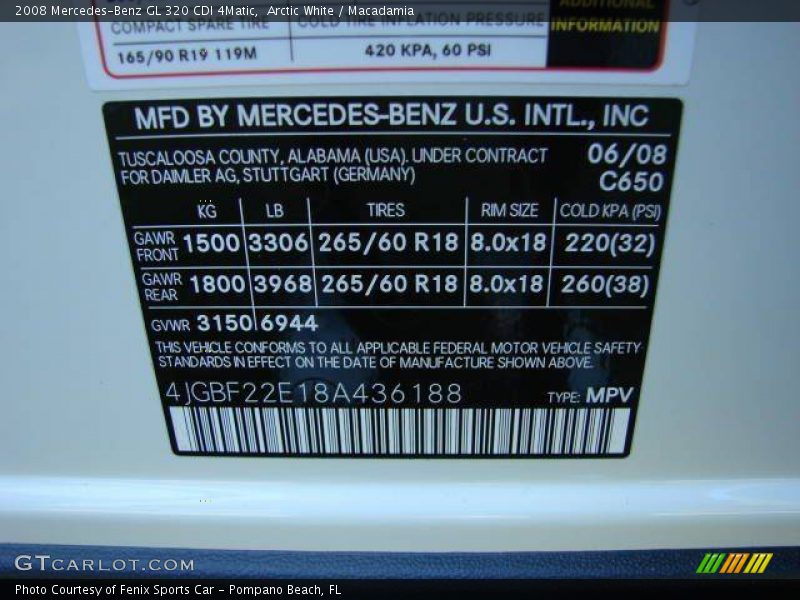 Arctic White / Macadamia 2008 Mercedes-Benz GL 320 CDI 4Matic