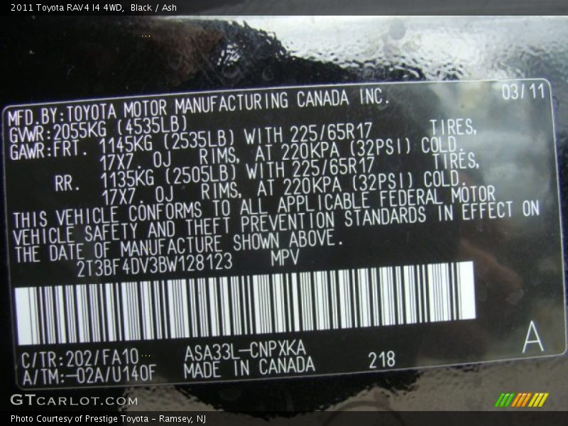 Black / Ash 2011 Toyota RAV4 I4 4WD
