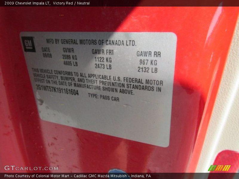 Victory Red / Neutral 2009 Chevrolet Impala LT