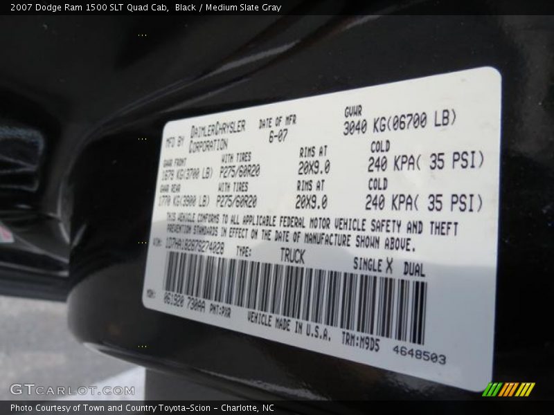 Black / Medium Slate Gray 2007 Dodge Ram 1500 SLT Quad Cab