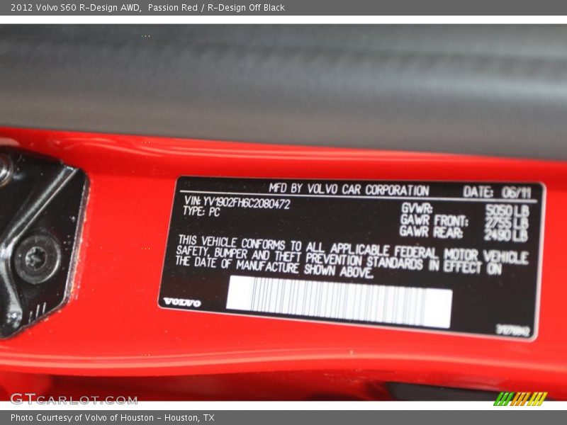 Passion Red / R-Design Off Black 2012 Volvo S60 R-Design AWD