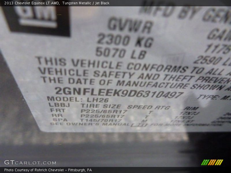 Tungsten Metallic / Jet Black 2013 Chevrolet Equinox LT AWD