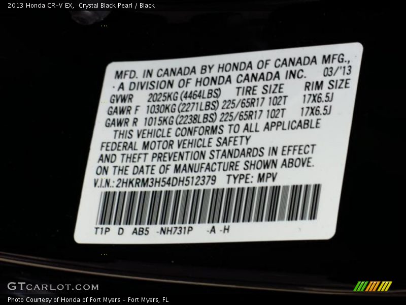 Crystal Black Pearl / Black 2013 Honda CR-V EX