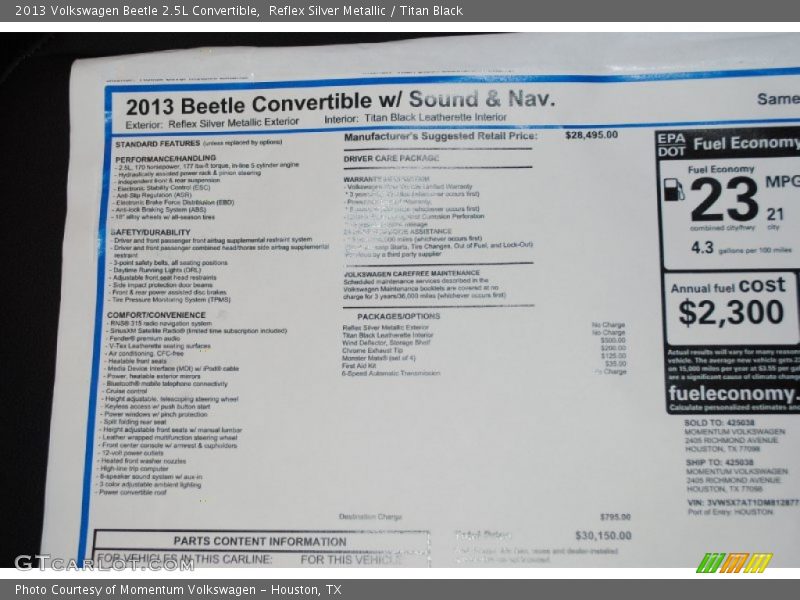Reflex Silver Metallic / Titan Black 2013 Volkswagen Beetle 2.5L Convertible