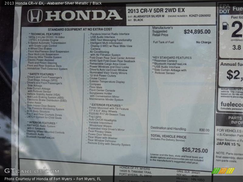 Alabaster Silver Metallic / Black 2013 Honda CR-V EX