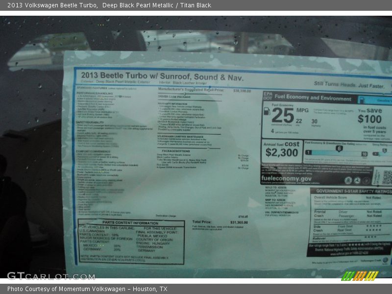 Deep Black Pearl Metallic / Titan Black 2013 Volkswagen Beetle Turbo