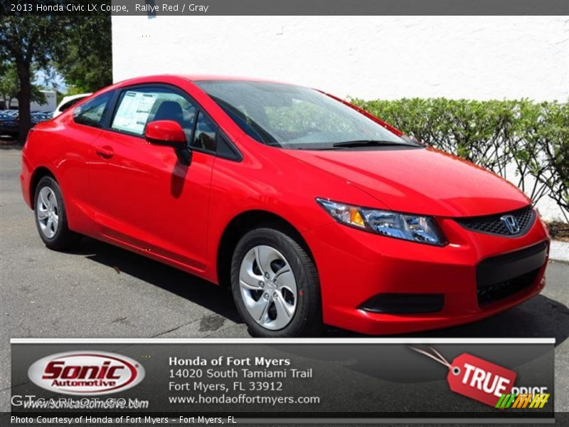 Rallye Red / Gray 2013 Honda Civic LX Coupe