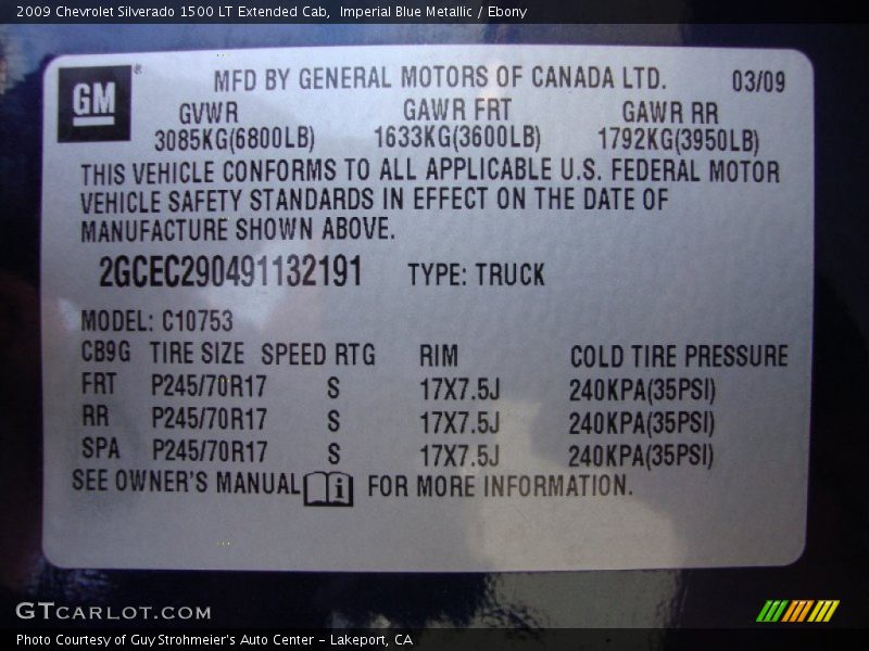 Imperial Blue Metallic / Ebony 2009 Chevrolet Silverado 1500 LT Extended Cab