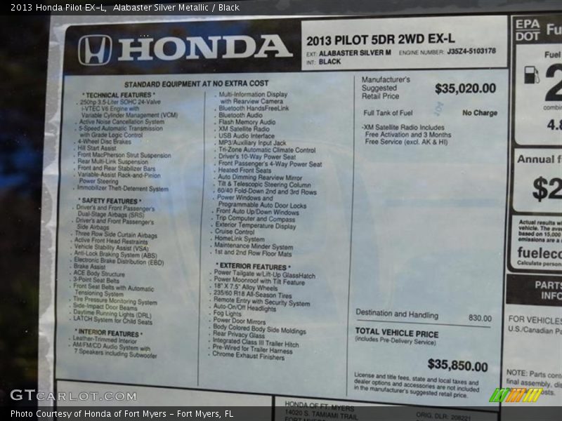 Alabaster Silver Metallic / Black 2013 Honda Pilot EX-L